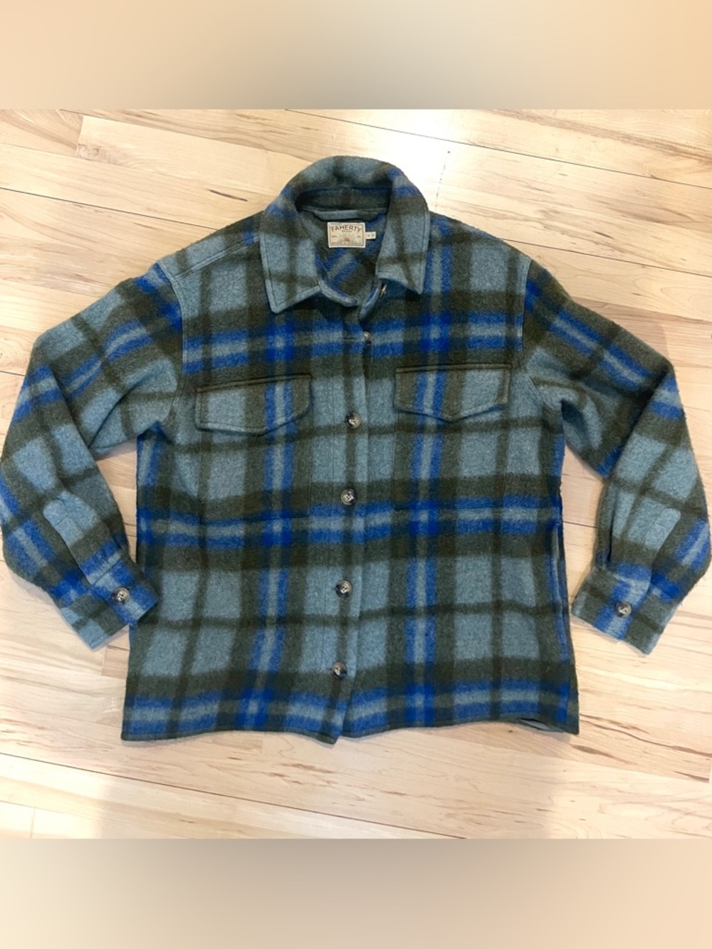 Faherty Cotswold Shirt Jacket Oakland Plaid Wool Blend Shacket Size Medium - Picture 2 of 5